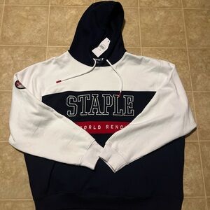 Staple red white blue world renown hooded pullover NEW